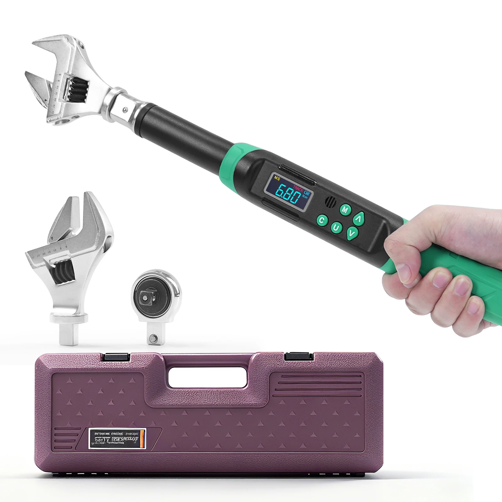 

MoveCrab Digital Torque Wrench 6.8-135Nm with Interchangeable Ratchet and Open-End Heads, Precision Adjustable for Automotive Ma