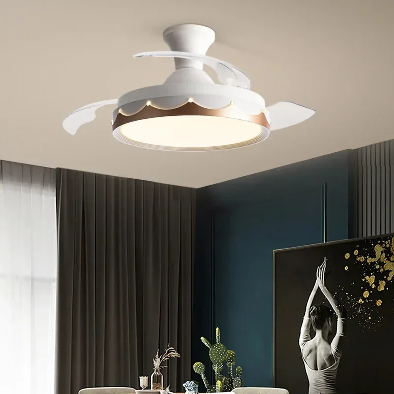 Cross-border ceiling fan light ceiling fan light household living room dining room bedroom with remote control chandelier