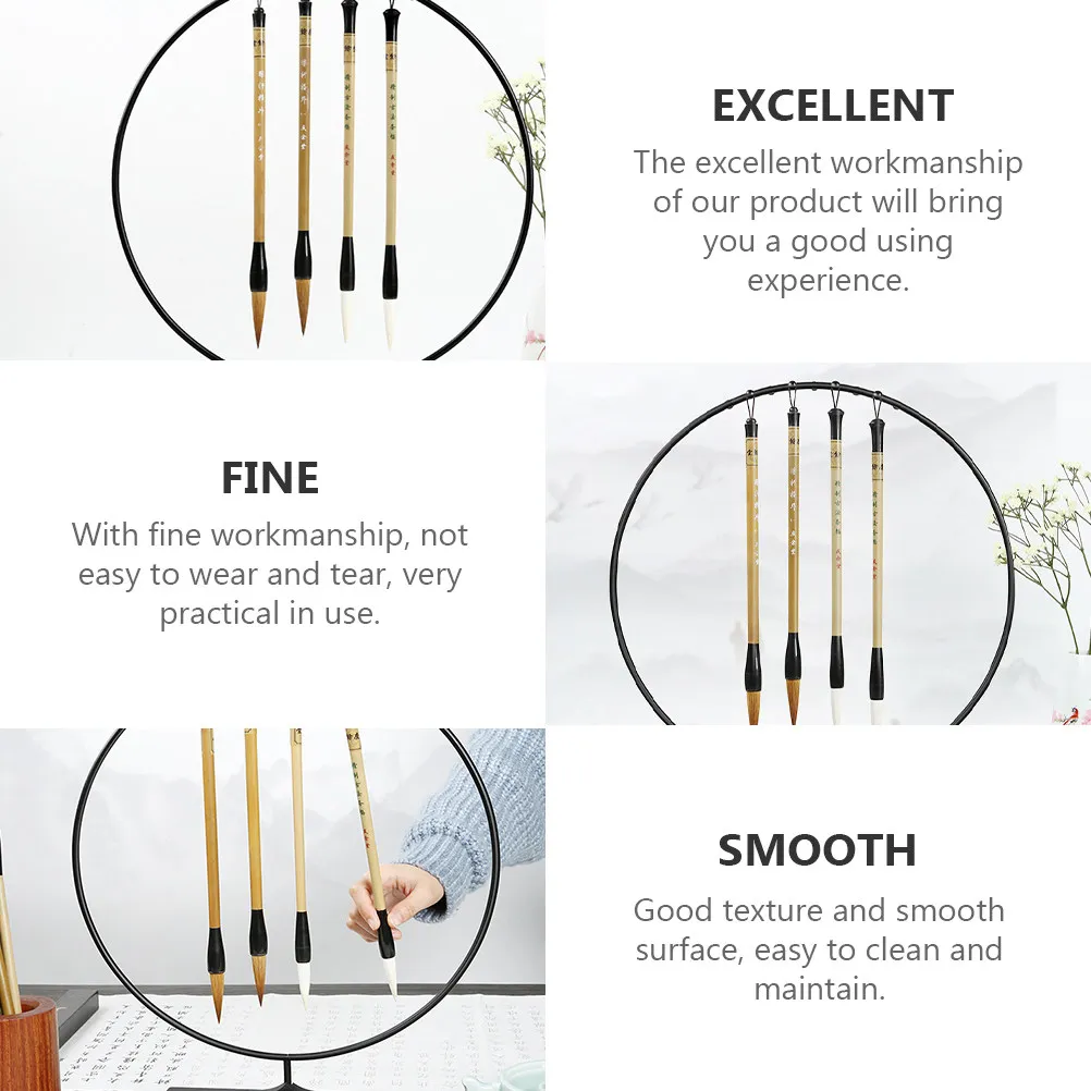 Smooth Finish Iron Round Brush Pen Rack Elegant Brush Pen Storage Rack for Calligraphy Brushes Desktop Decor Writing Tools