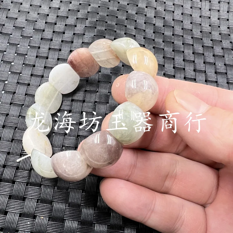 Xinjiang Hetian Jinsi Jade Jade Bracelet Violet White Jade Manual Original Jade Colors Widened Bracelet Arc Bracelet Wholesale