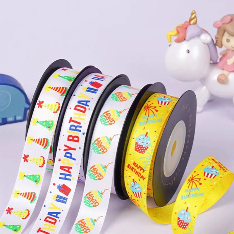 New 20mm 9 Meters Colored Cartoon Cake Cotton Ribbon Wrapping Embellishments Party Decoration Ribbon DIY Gift Packagin Ribbon