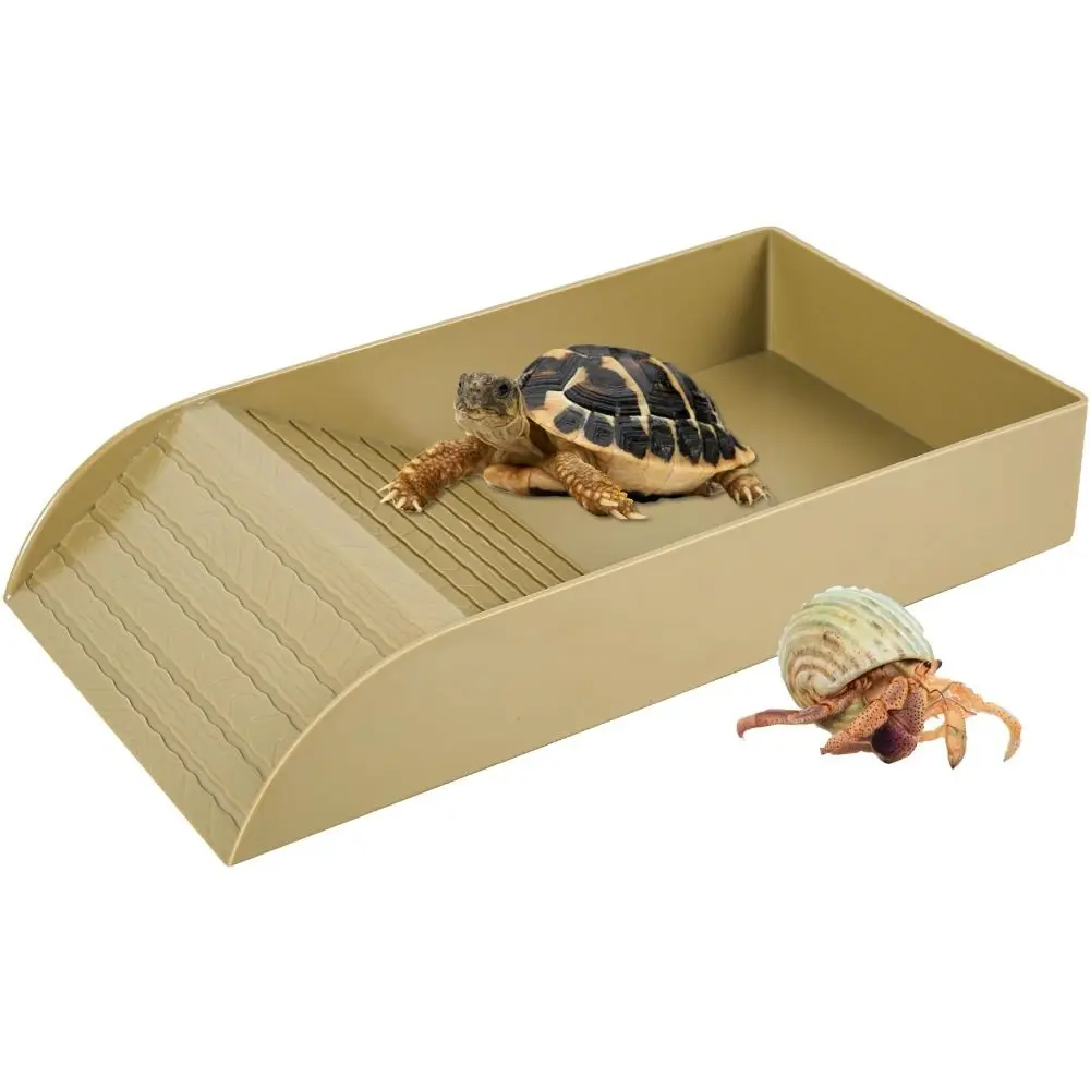 Dish Plastic Turtle Food and Water Bowl Tortoise Accessories for Basking Feeding Bathing