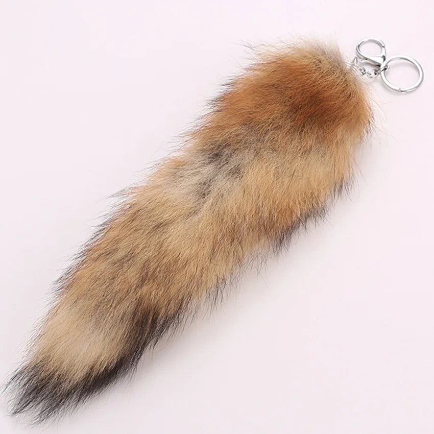 New Super large Fox Tail Keychain Ladies Pendant Car Keychain Bag Hanging Decoration Real Fur Pendant Boutique Gift