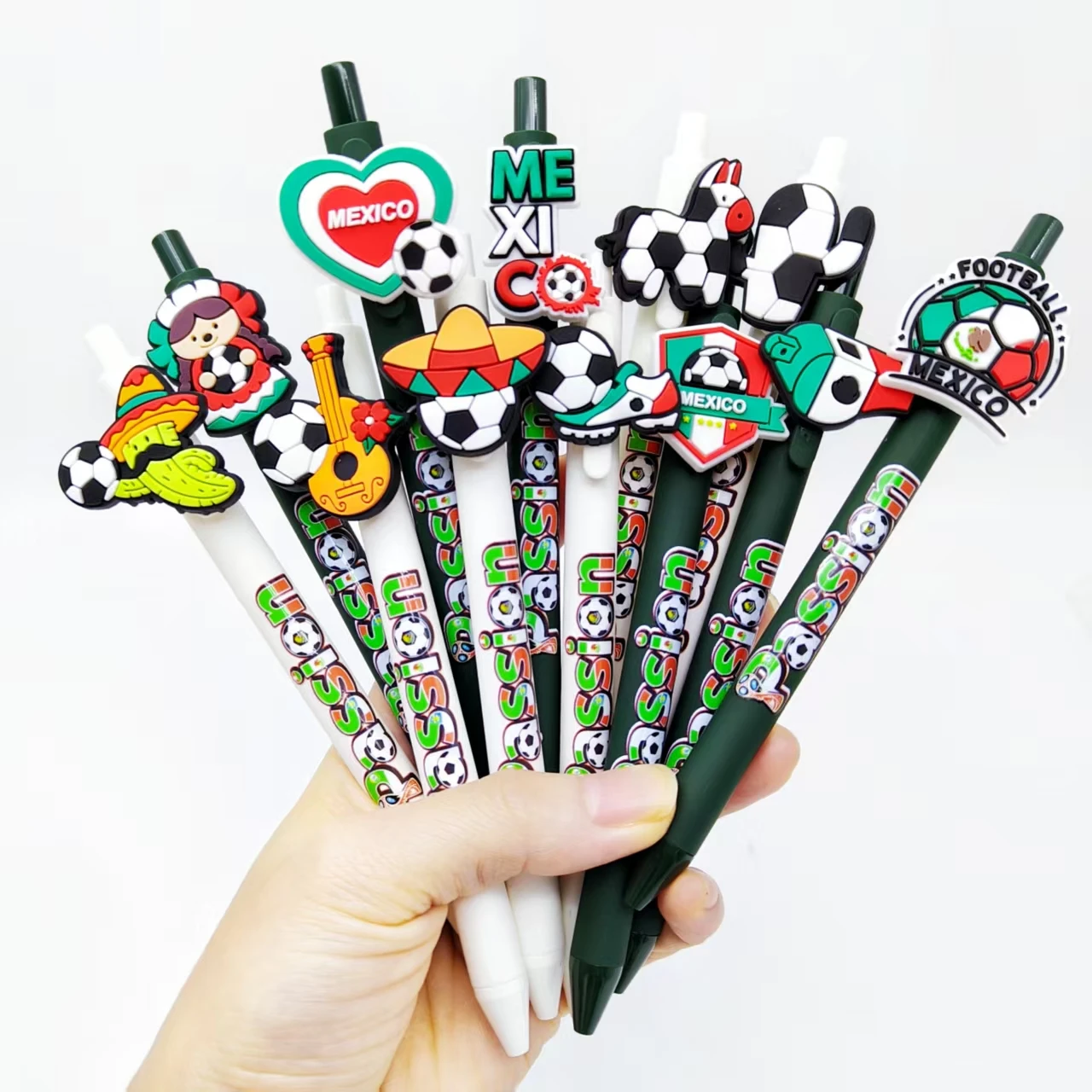 

7pcs/11pcs football match Mexico theme patch printed ballpoint pen dark green white series activity gift ballpoint pen