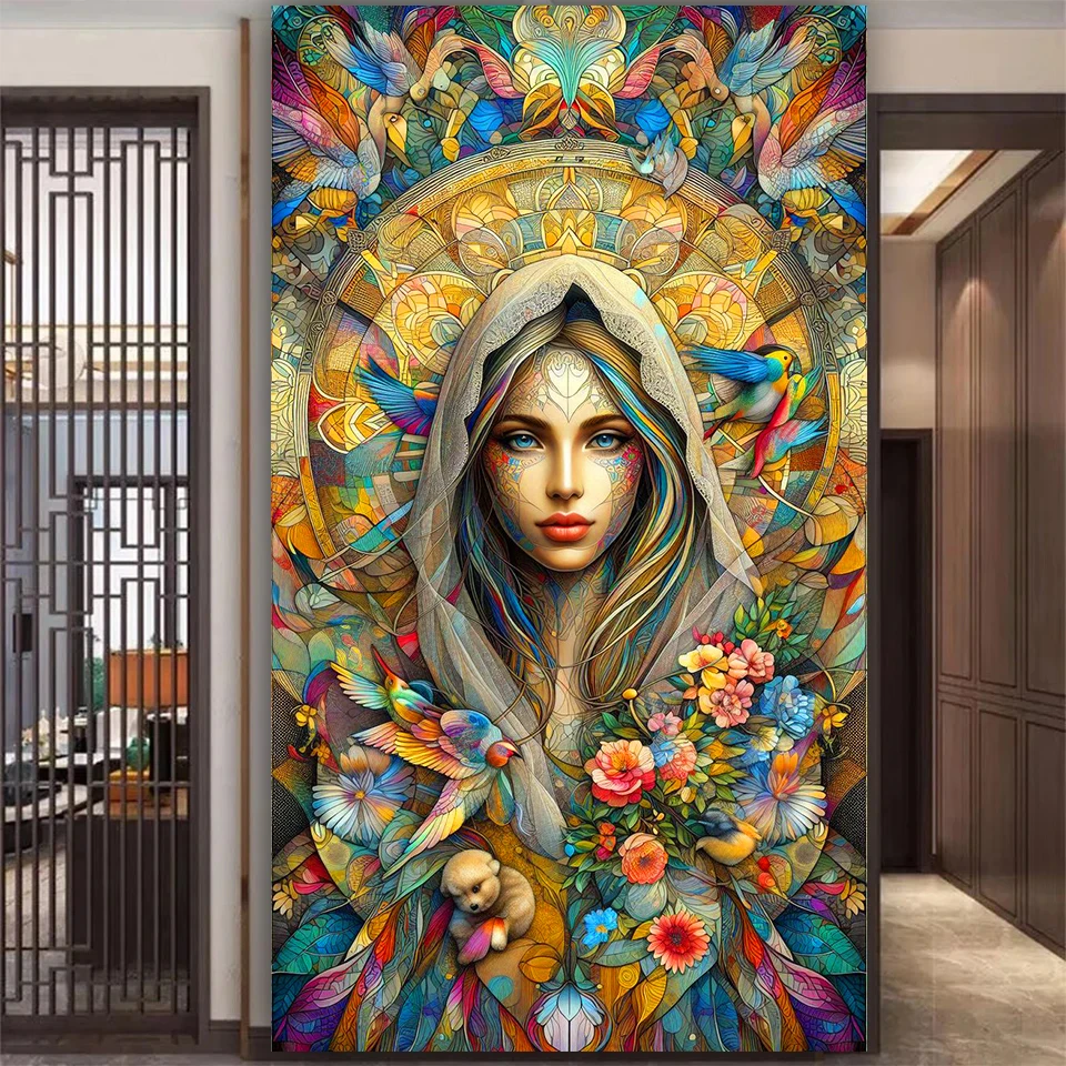 Large size Colorful Mandala Woman Diamond Painting Diy Full Square Round Diamond Mosaic Embroidery Cross stitch Kit Home Decor