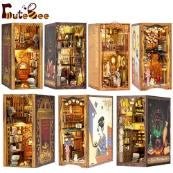 CUTEBEE Book Nook Kit DIY miniaturowy domek DIY Book Nook Touch Lights z meblami na prezenty świąteczne (magiczna farmaceuta)