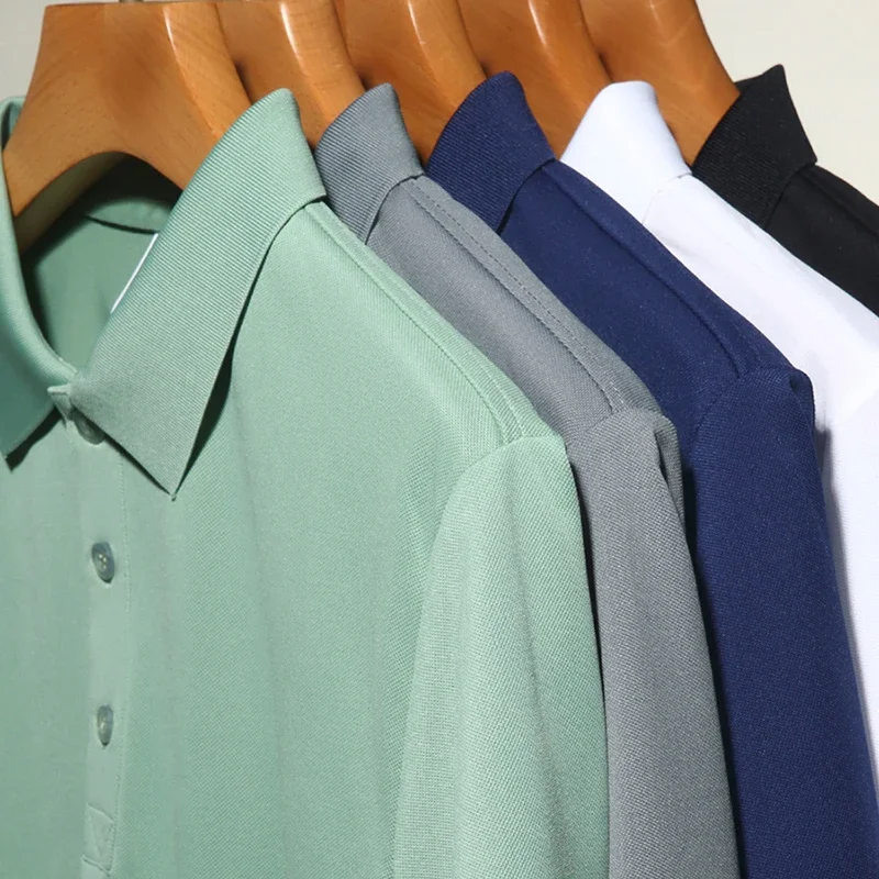 Polo à manches courtes pour hommes, couleur unie, haut d'été respirant et confortable