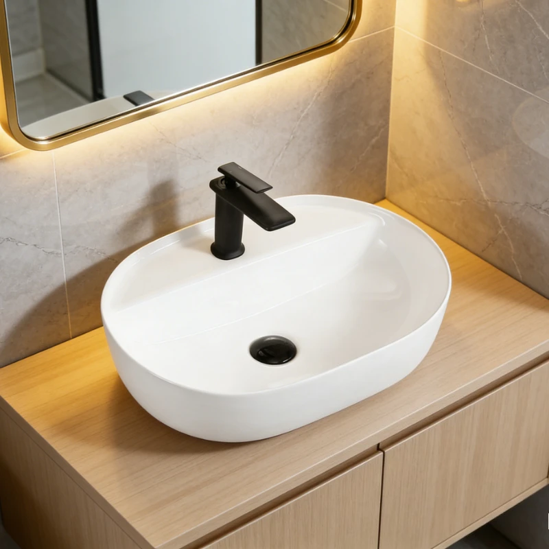 

Ceramic Countertop Basin Balcony Wash Basin Vanity Bathroom Single Basin Household Art Basin Bathroom Decoration