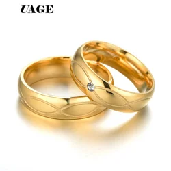 UAGE Romantic Wedding Rings For Lover Gold Silver Color -Color Stainless Steel Couple Rings For Engagement Party Jewelry Wedding