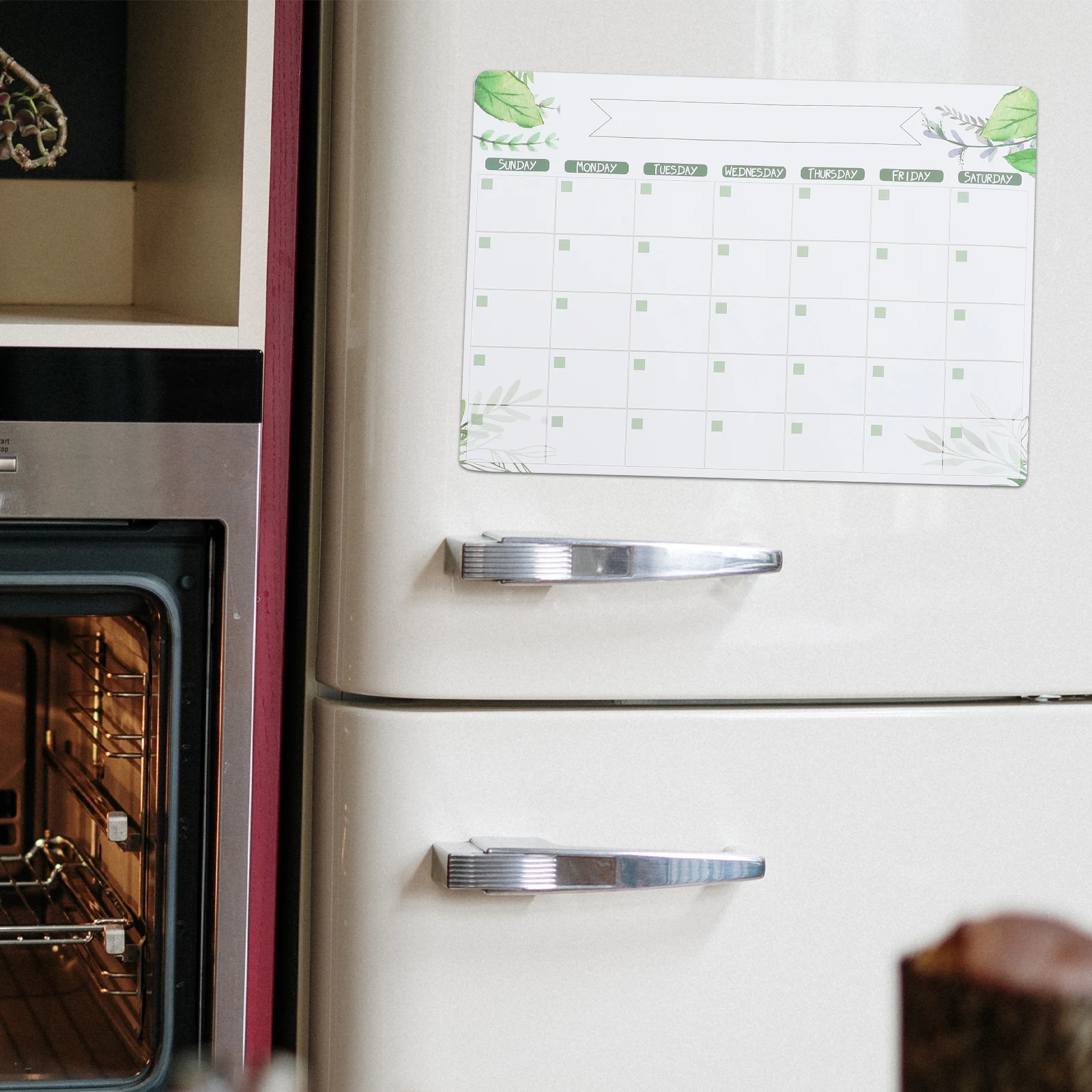 

1 set Dry Erase Calendar Light Fridge Message Board Green Fridge Memo Board Kitchen Schedule Reminder Reusable