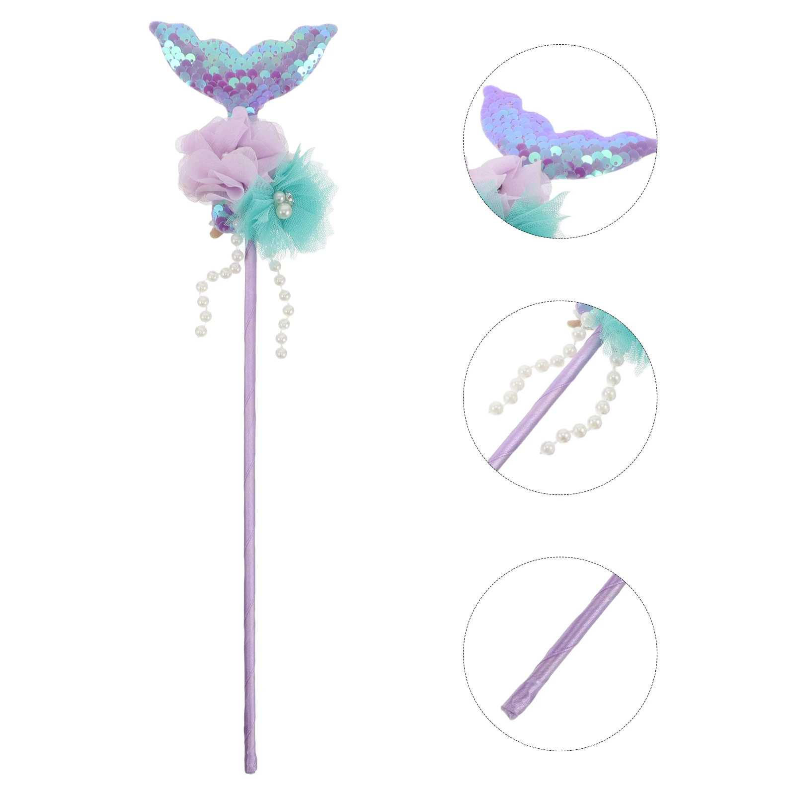 Nette Cartoon Fischschwanz Zauberstab Kinder Fee Meerjungfrau Prinzessin Holz Stoff Kunststoff Zubehör Party Dekorative Stick Bühne