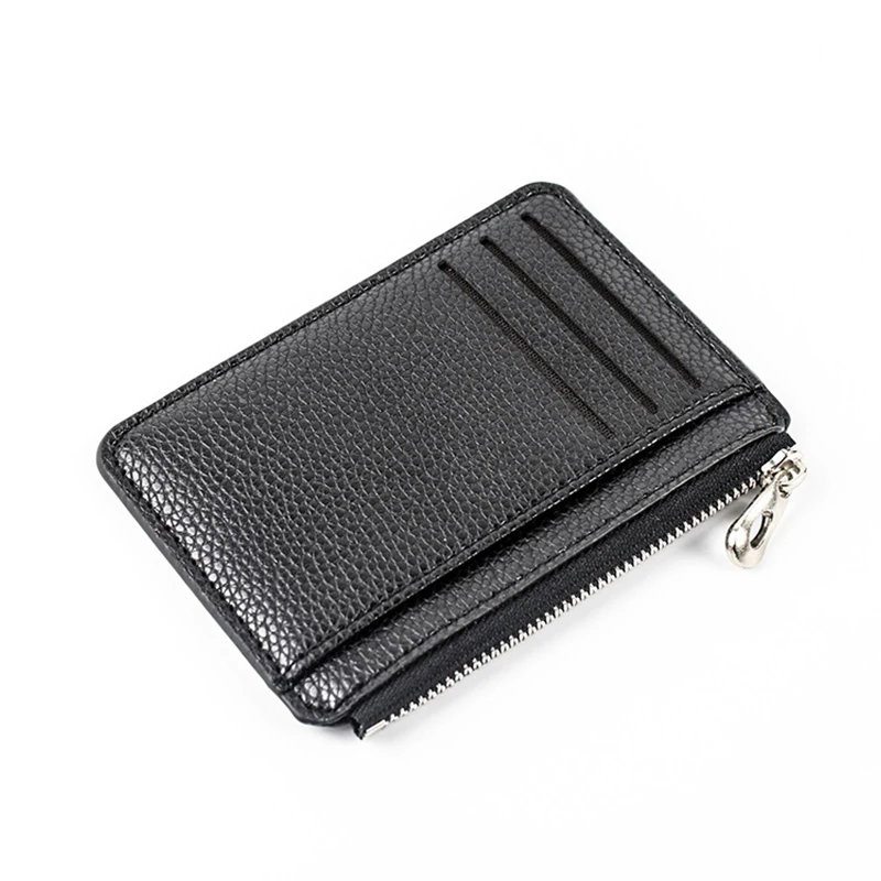 Unisex Business Card Case Zipper PU Leather Wallets Coin Purse Ultra-Thin Mini Credit Card Holder Women Men Slim Wallet Purse