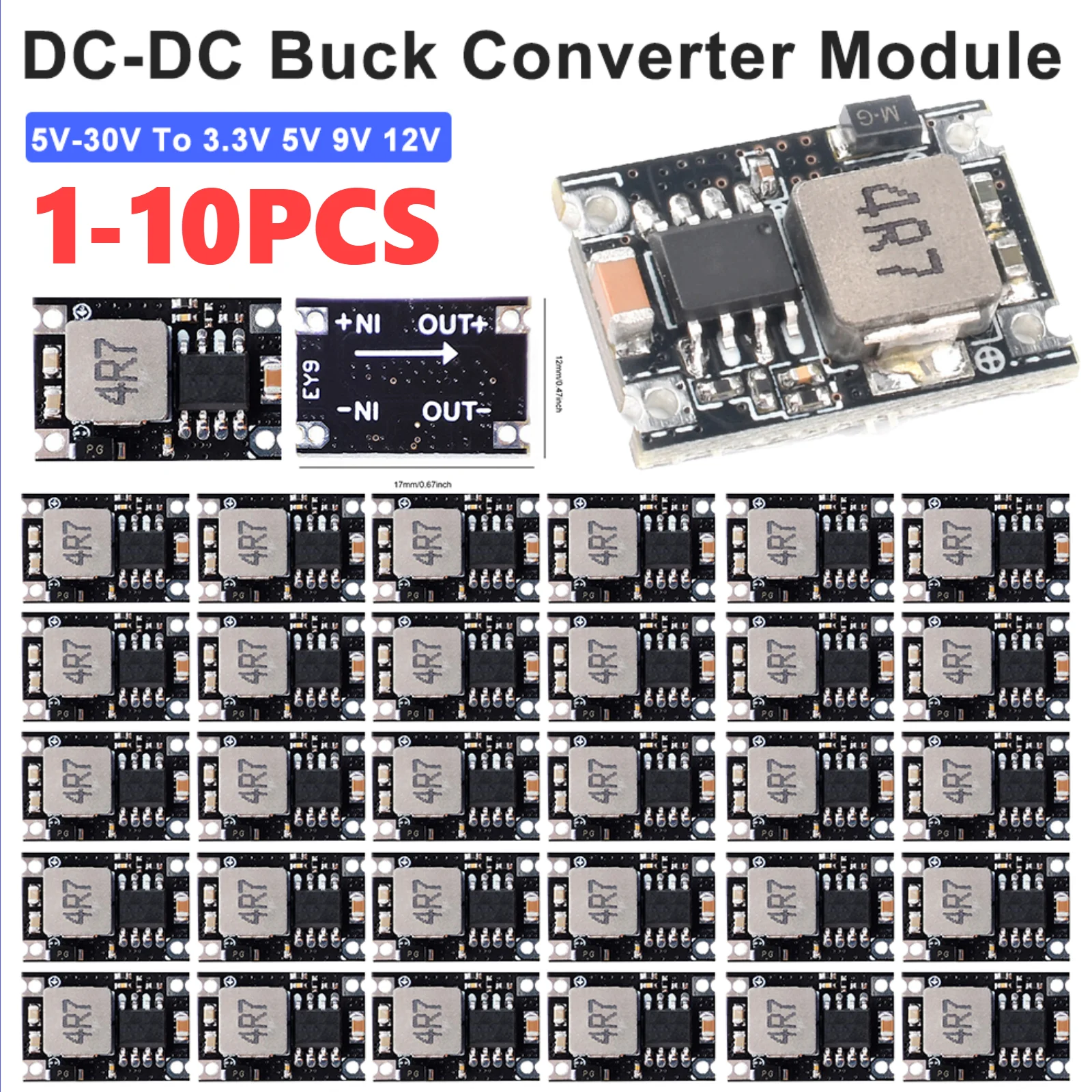 1-10PCS Spannungsregler DC-DC Buck Converter Schritt Netzteil Modul 5V-30V zu 3,3V 5V 9V 12V 3A für Auto Motorrad Batterie