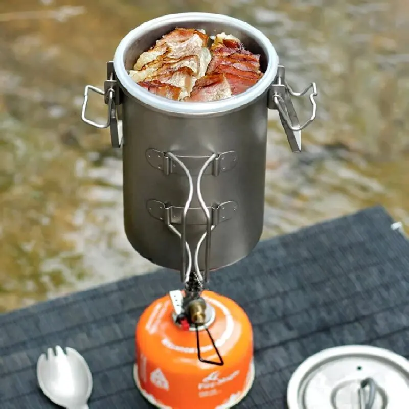 Keith Ti6300 Outdoor Camping Multifunctional Rice Cooker Travel Picnic Cooking Pot Pure Titanium Cookware Set