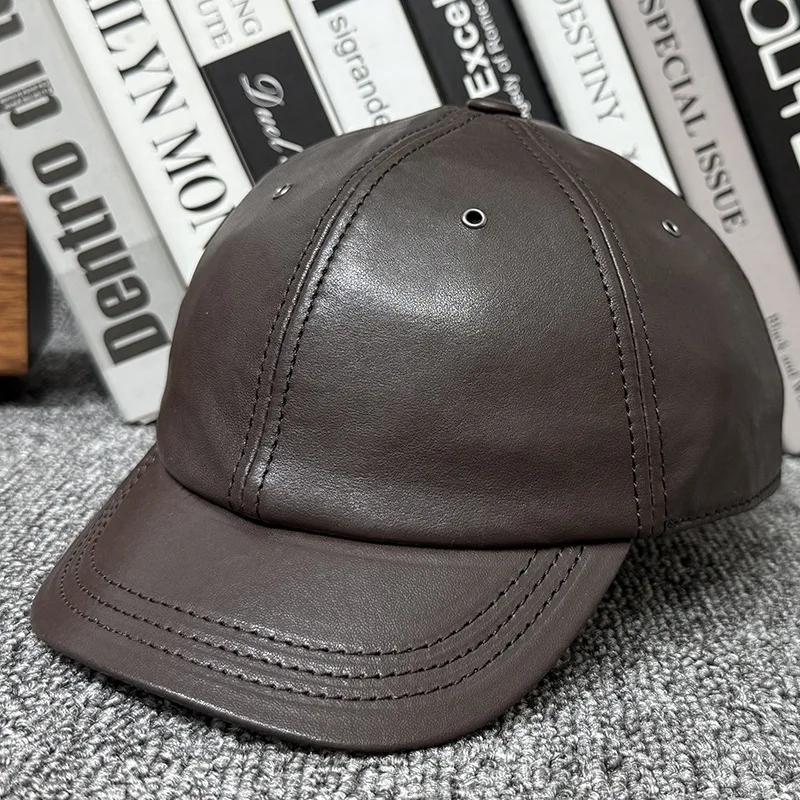 

Genuine Leather Cap New Winter Sheepskin Warm Baseball Caps For Men Snapback Cap Elderly People Thickened Coldproof Leather Hats