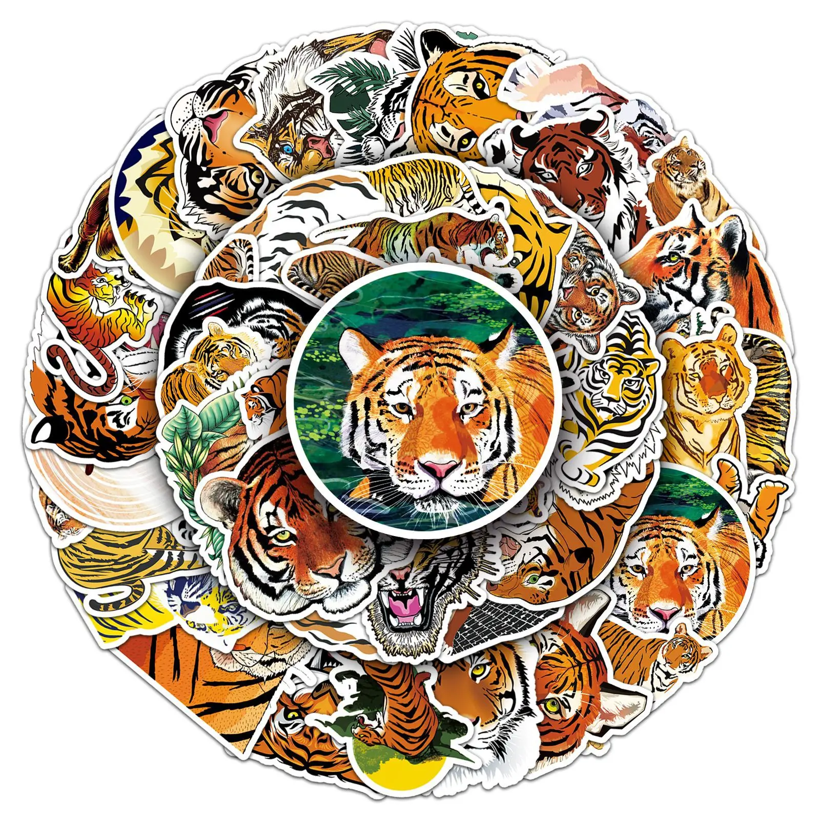 

50PCS Tiger Cartoon Animal Beast Graffiti DIY Can Decorate Laptop Guitar Skateboard iPad Waterproof Stickers Kids Toy