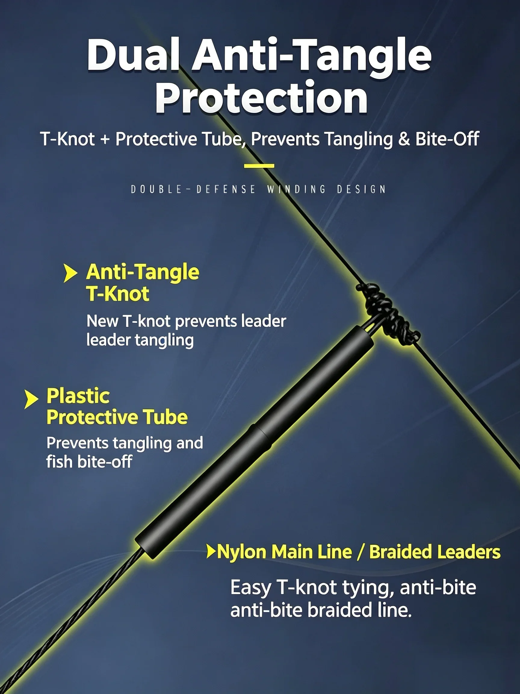 Ready Hand-Tied Iseini String Hook Rig, 5 Hooks Braided Line Anti-Tangle Fishing Leader, Anti-Bite Protective Tube for Sea Rod F