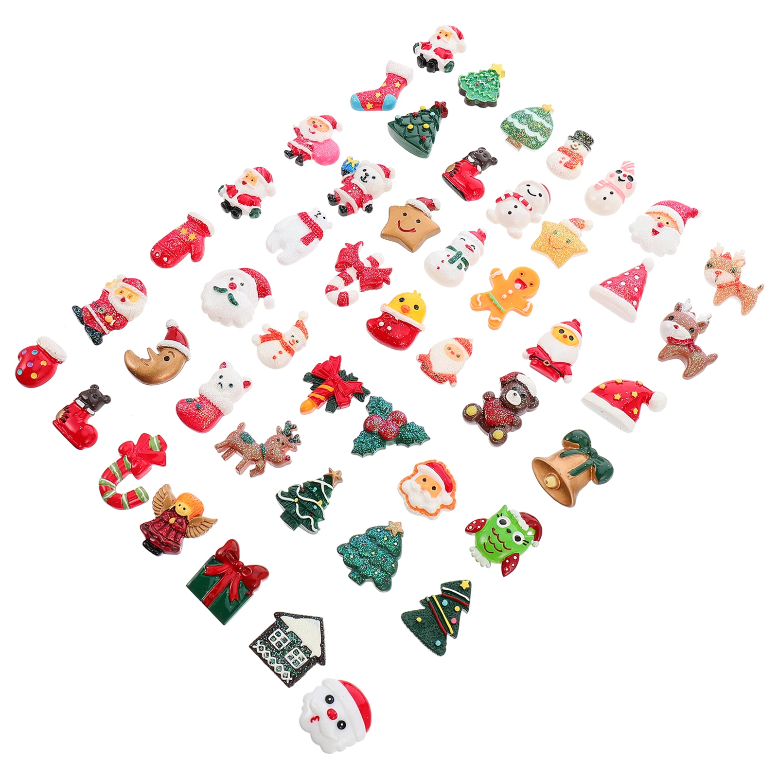 

100Pcs Resin Charms Christmas Pendant Crafts Accessories Flat Burr Free Lasting Festival Atmosphere