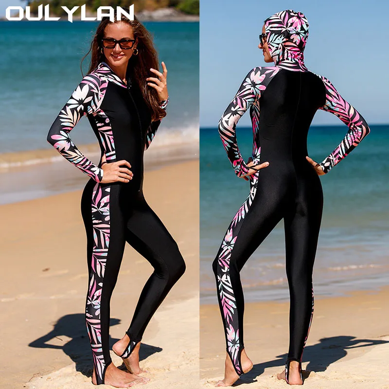 Oulylan Stitching Surf Diving Suit Women Wetsuit Hood Diving Suit Women Surf Scuba Dive Jellyfish High Elasticity Color