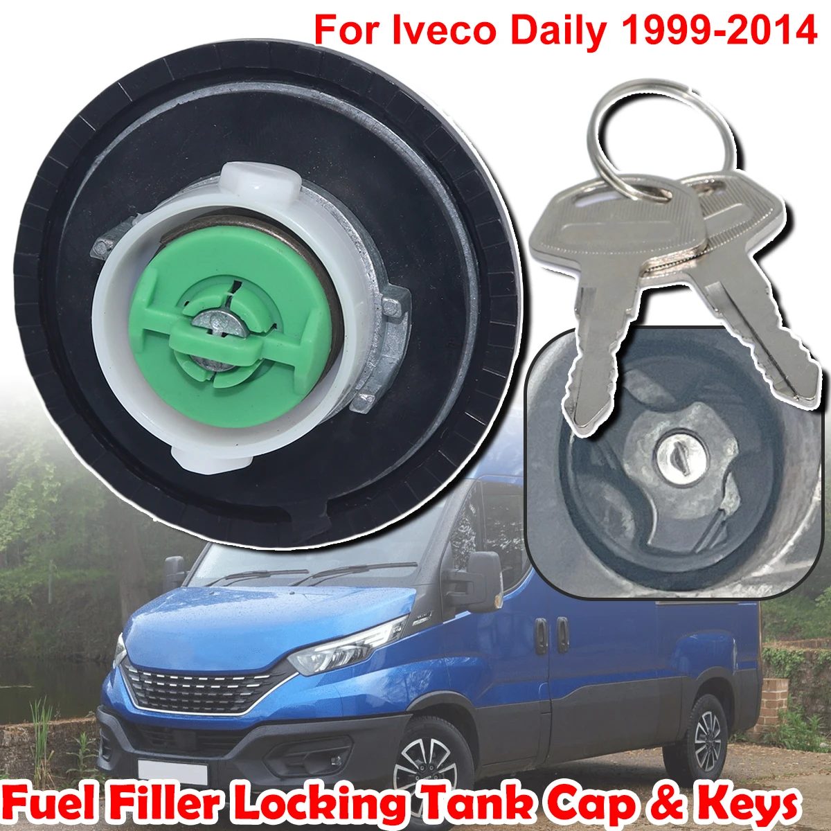 2993927 41029784 For Iveco Daily 1999-2014 Fuel Filler Locking Tank Cap & Keys Security Lockable Fuel Tank Plug Anti-Theft Cover