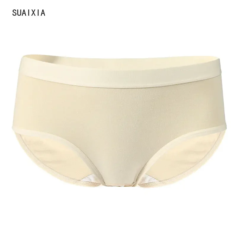 Ladies Breathable Cotton Antibacterial Breathable Girl Simple Mid Waist Student Briefs Female