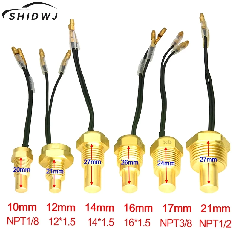 1PC 12V/24V 10MM 12MM 14MM 16MM 17MM 21MM Universal Water Temperature Sensor Car Temperature Sensor Water Temperature Gauge