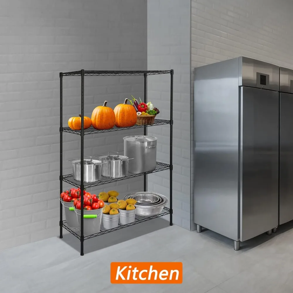 Ajustável Heavy Duty Armazenamento Prateleiras Unidade, Metal Organizador, Rack de fio para Lavanderia, Banheiro, Cozinha, Despensa Closet, 4 Prateleiras