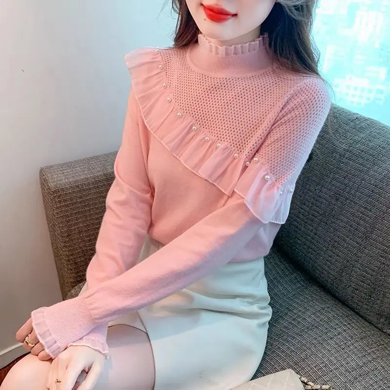 Autumn and Winter New Half High Neck Knitted Bottom Shirt for Women with a Unique Design Sense and a Small Western Style Nail