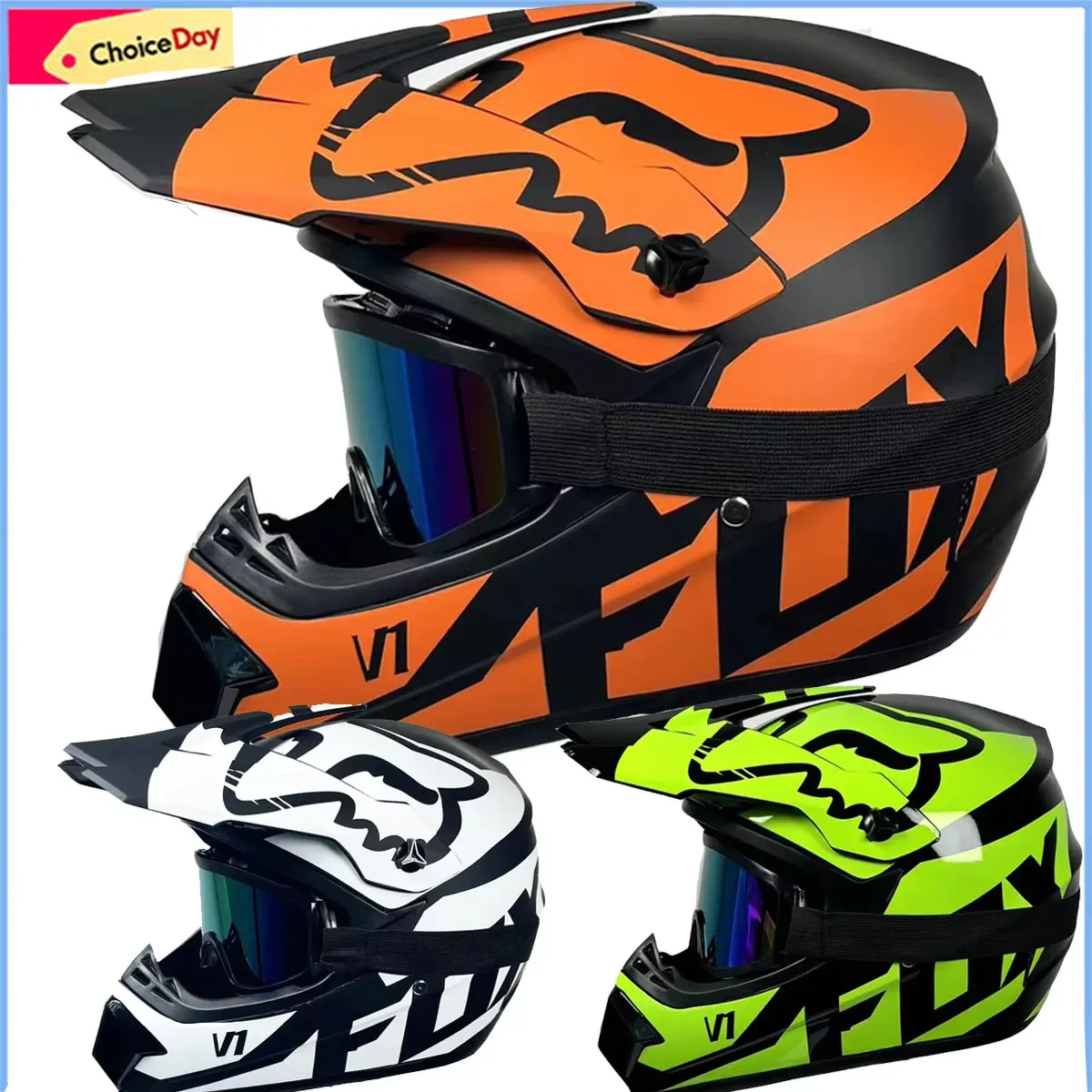 Motorcycle Downhill Helmet Motocross Full Face Off-road Mountain Motocross Motobiker Goggles Classic Bicycle MTB Racing Helmet