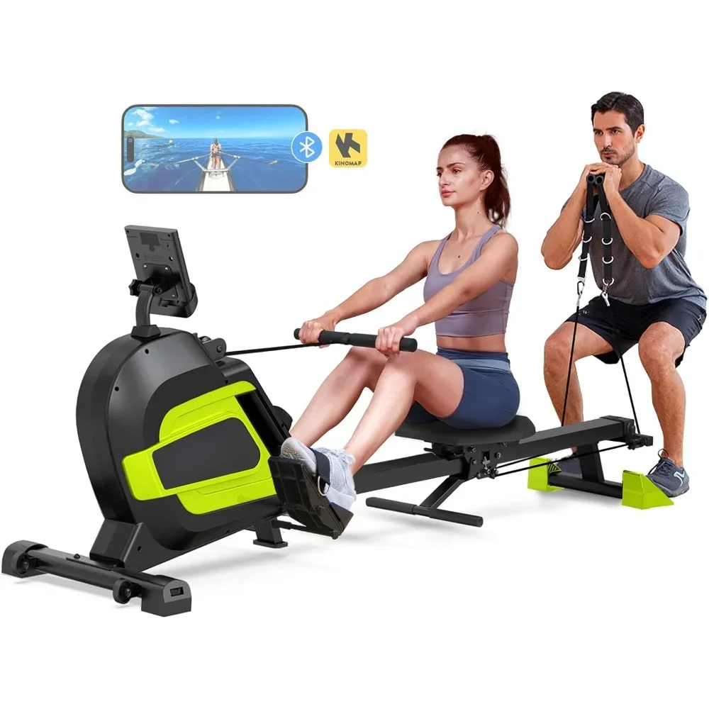 Rowing Machine with Arm Strength Training for Full Body Workout Machine,Foldable with 14 Levels Resistance LCD Rowing Machine