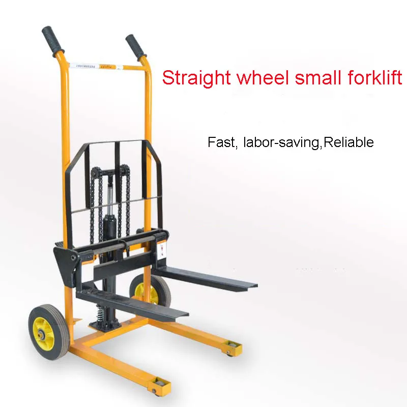 Small Hydraulic Manual Forklift 200kg Portable Manual Handling Stacker Tool Trolley Climbing Device Mobile Tool Cart