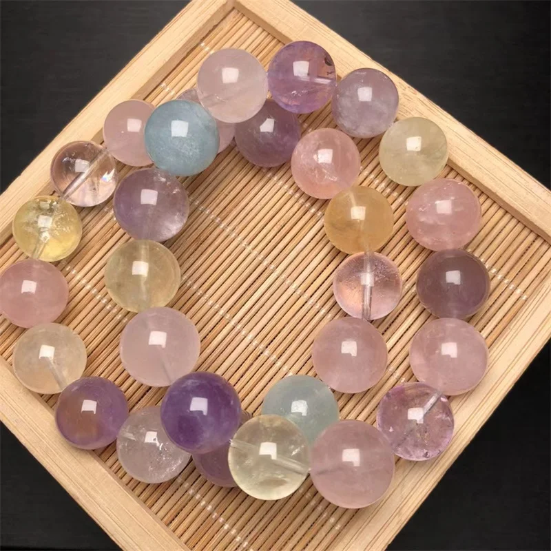 

14MM Natural Macaron Asai Quartz Bracelet Gemstone Round Bead Crystal Healing Gemstone Bracelet Jewelry Holiday Gift 1PCS