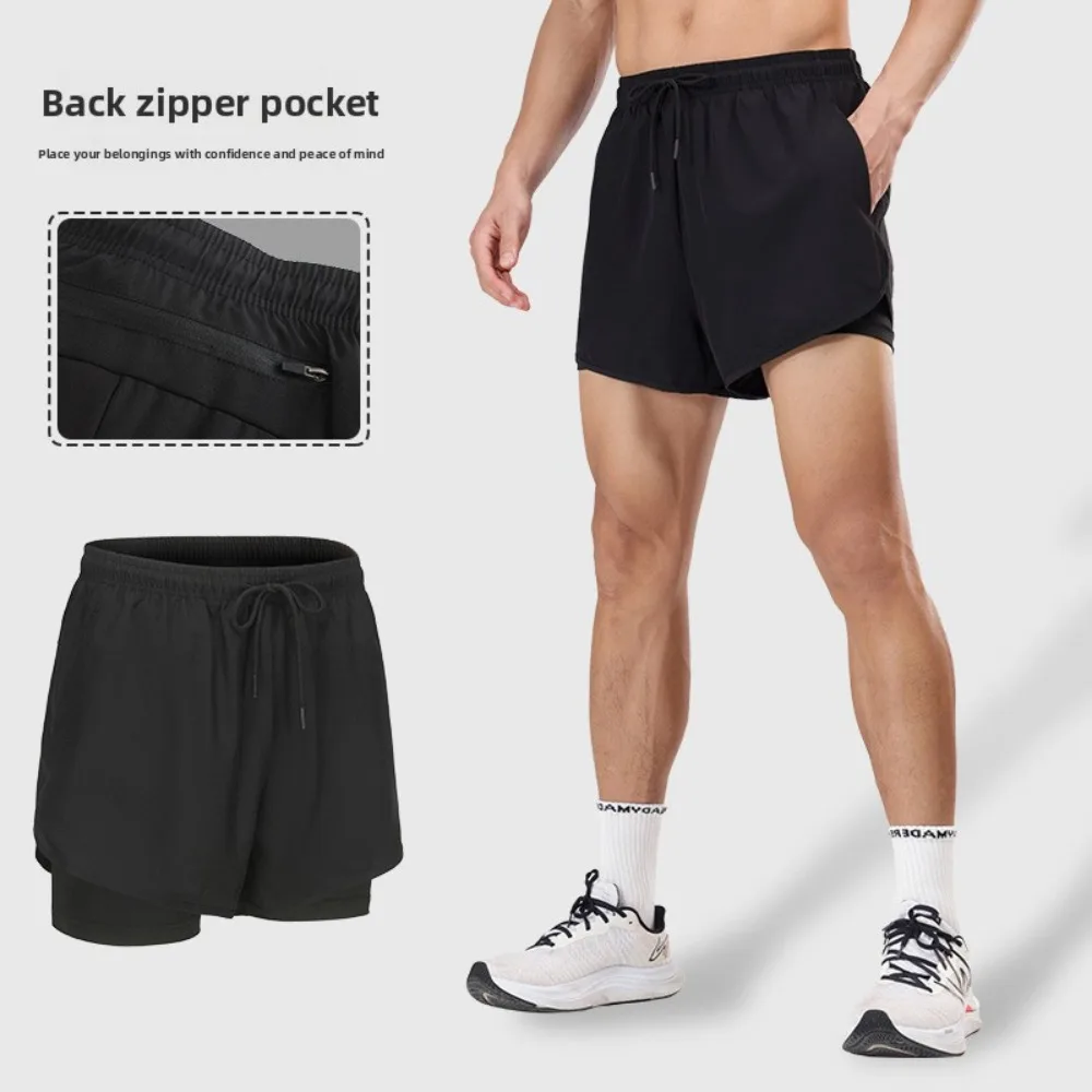 

(S-2XL)Men's Running Shorts with Inner Liner Euro Style Quick Dry for Marathon Training