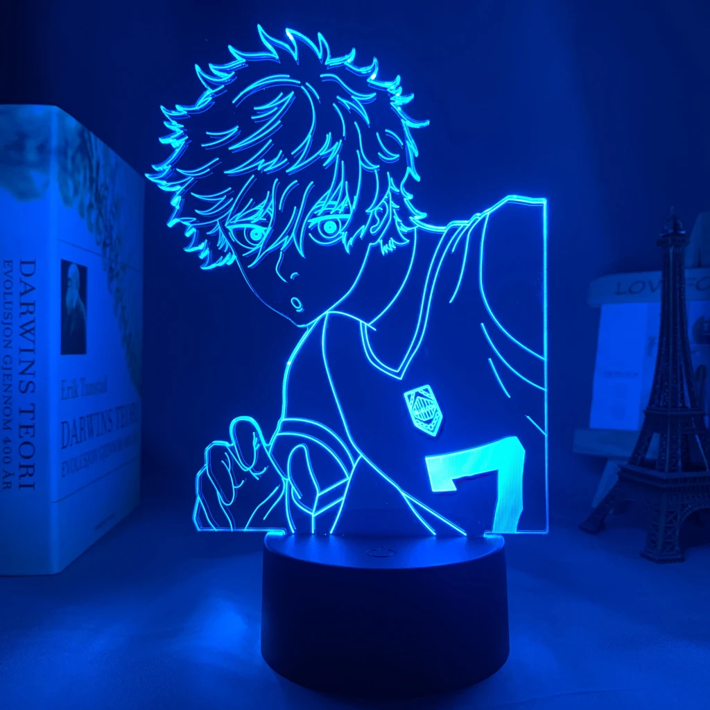 Blue Lock Anime Light Box MDF Wood Frame Laser Paper Cut Lightbox Led Nightlight for Bedroom Decor