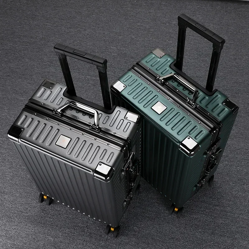 Aluminum Frame Trunk Waterproof Man Bag Can Sit Cabin Suitcase 20 inch Female Carry-on Boarding Password Trolley Case Suitcase