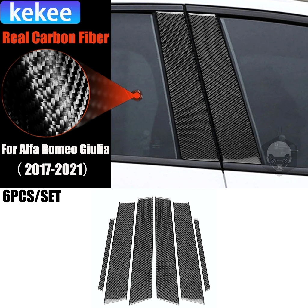 

Carbon Fiber Car Accessories B-pillar Decorative Panel Modified Exterior Trim Cover Soft Sticker For Alfa Romeo Giulia 2017-2021