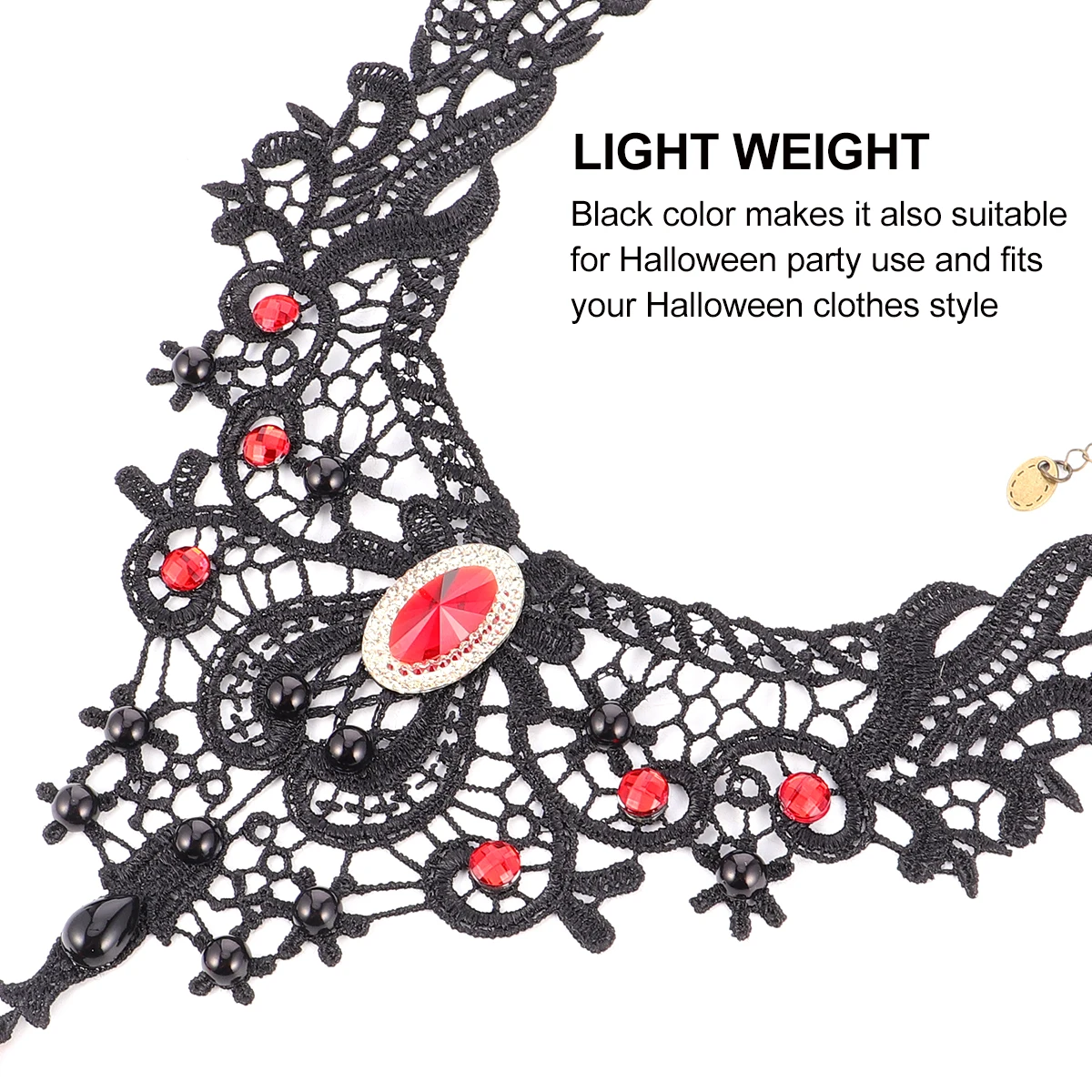 Vintage lace Halloween necklace for parties, exaggerated alloy chain.