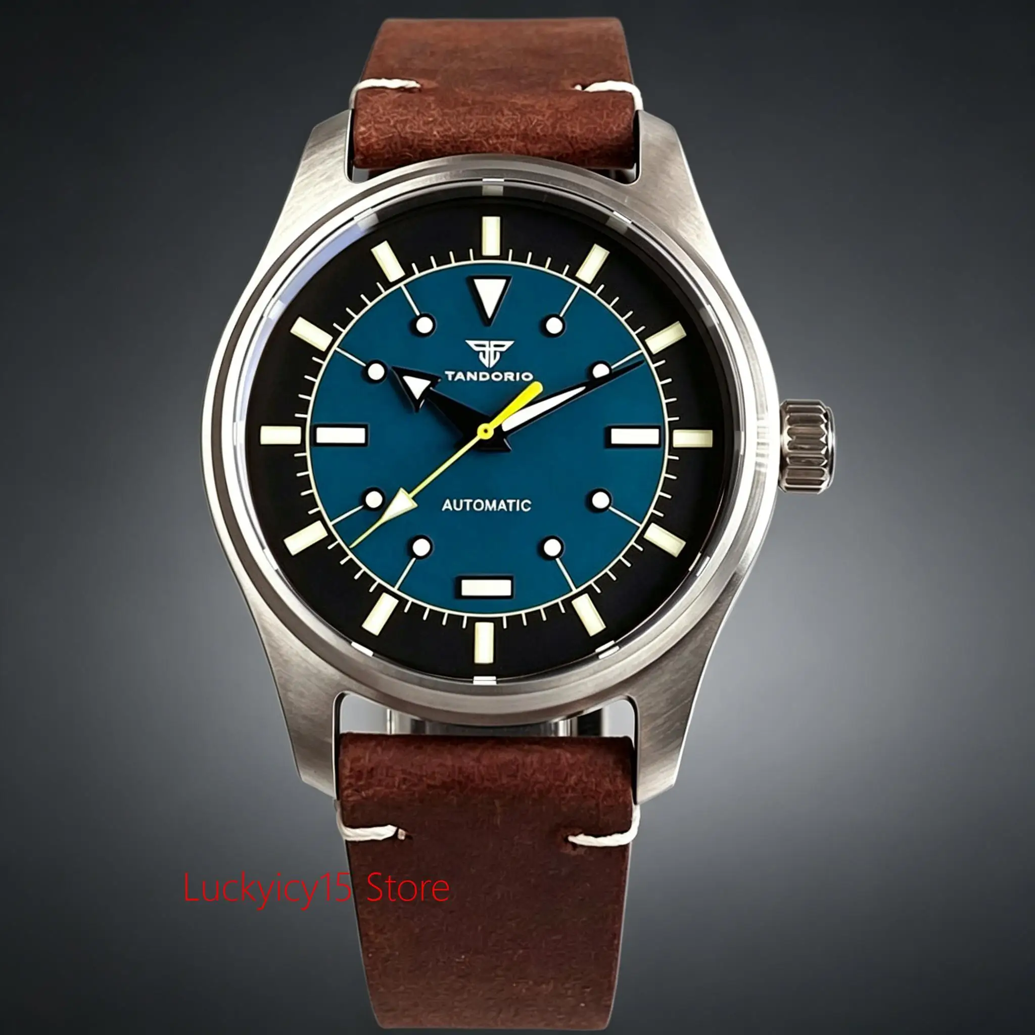 Tandorio 39MM 316L Stainless Steel/Titanium Pilot Men watches 200m Waterproof MIYOTA 8215 Automatic Wristwatch Retro Relojes