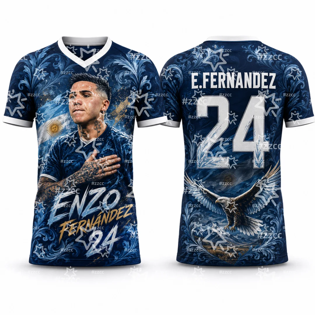 2026 Away Argentina Soccer Shirt #8 Enzo Fernandez Sweat Wicking Football Jersey Men Children Casual Fan Sport Top Uniform Tee