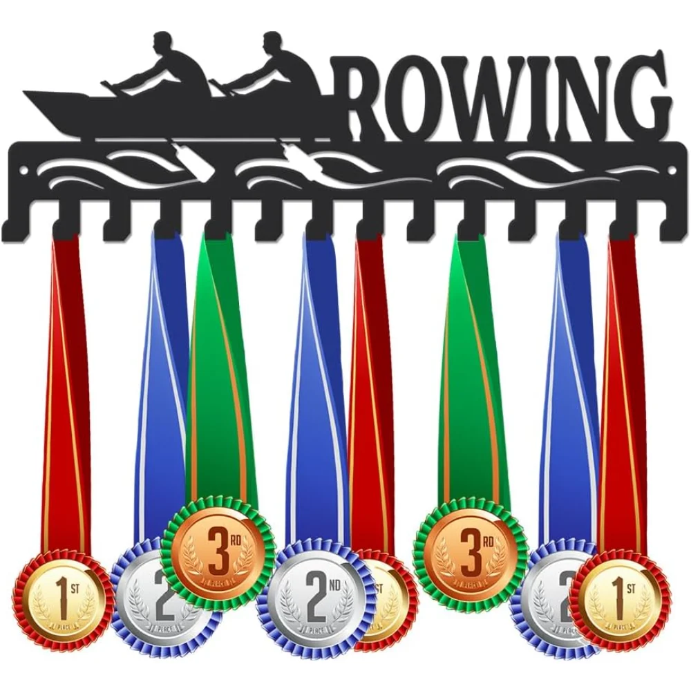 Rowing Medal Holder Rowing Race Hanger Display Metal Hanger Rack with Hooks Rowing Medal Hanging Decor Wall Mount