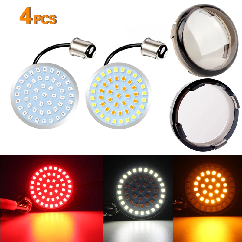 4 pçs led luzes de sinal volta lâmpada cauda luz indicadora freio para harley davidson touring electra tri glide sportster xl883 macio