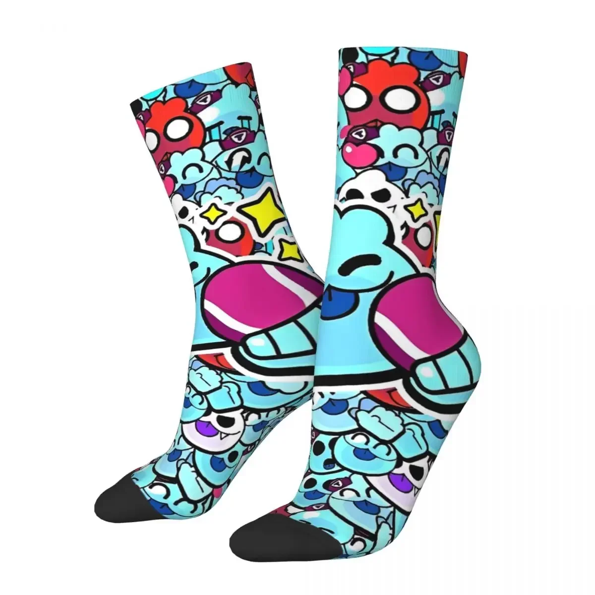 

Colorful Brawling-Heros Squeak Soccer Socks Polyester Middle Tube Socks for Unisex Sweat Absorbing