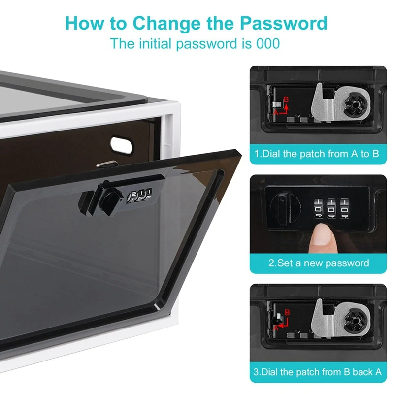 Black Medicine Lock Box, telefone celular Lock Box, Frigorífico Food Lock Box, armário de armazenamento Tablet