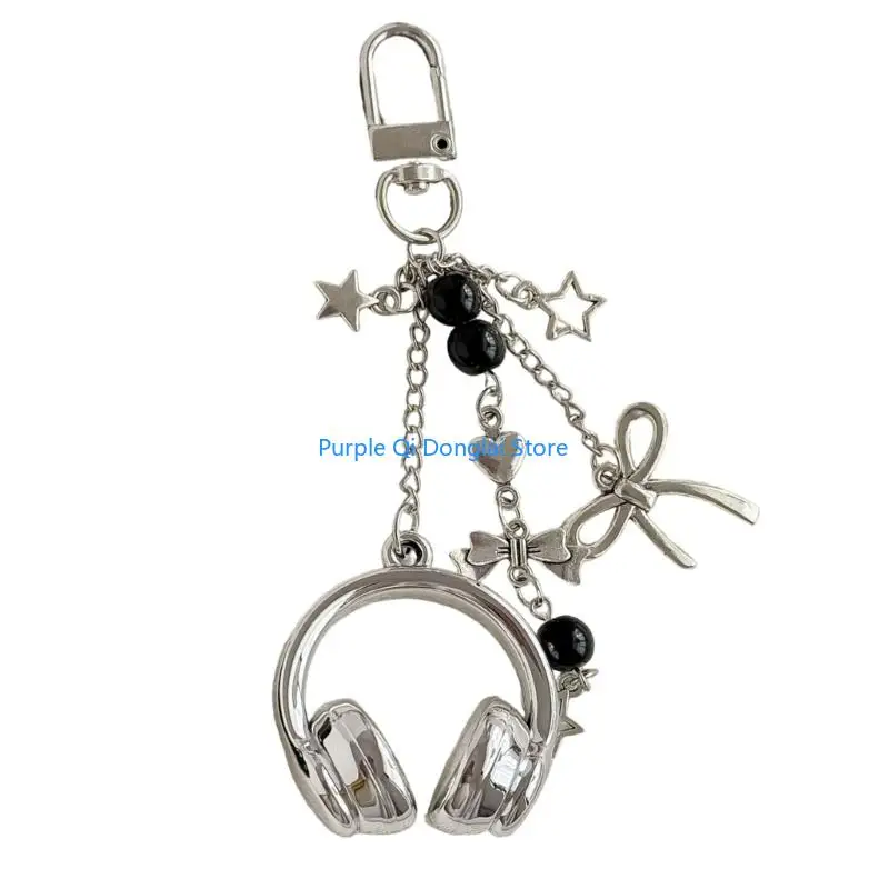 L21E Pack of 1 Silver Black Color Options Music Earphone Keychain Accessory Modern Decors for Everyday Fashion