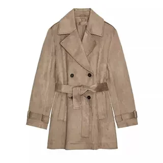 

Новое осеннее поступление, женская ветровка, пальто с воротником, эффект искусственной замши, свободный крой, корейский повседневный длинный све