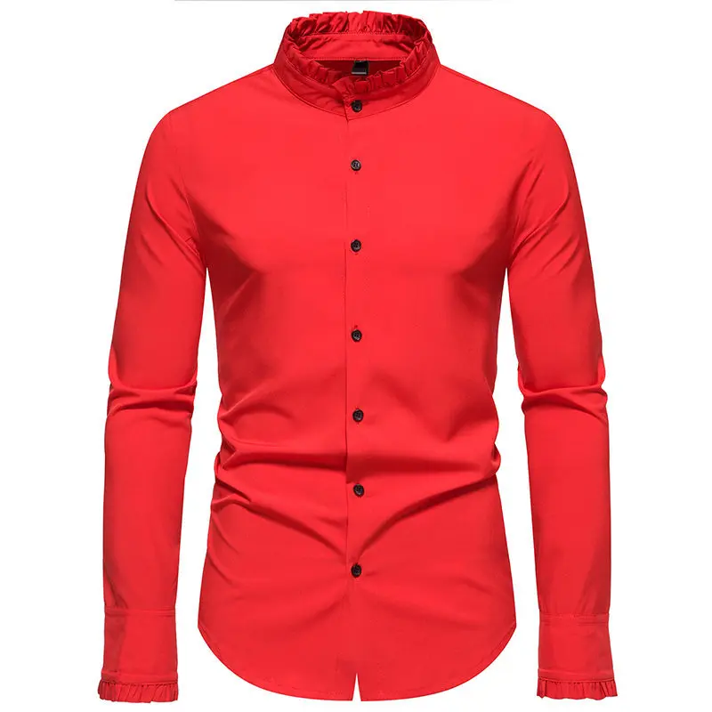 2023 Heren Overhemd Performance Jurk Herfst En Winter Nieuwe Britse Effen Kleur Slim Fit Trouwjurk Heren Shirt Met Lange Mouwen