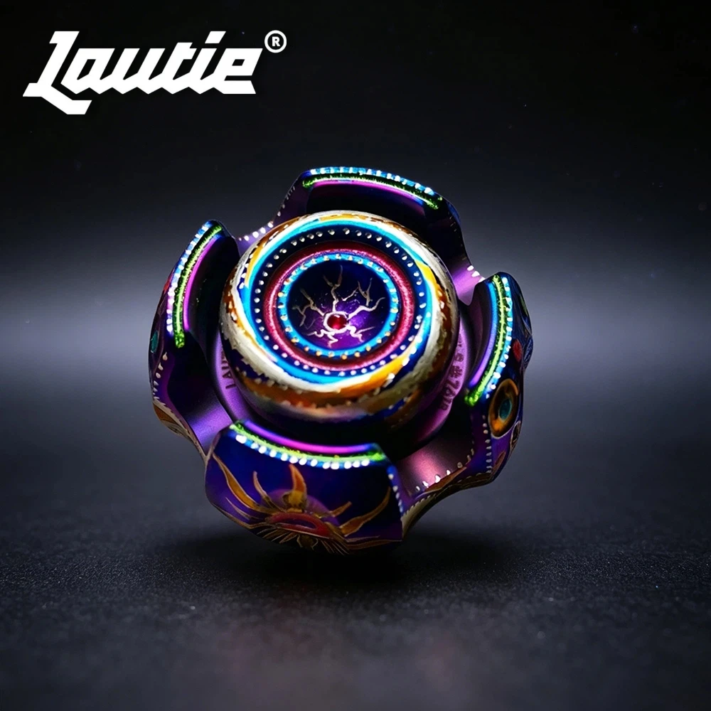 LAUTIE EDC Noiz Titanium Blue Fidget Spinner Noiz Series Luminous Handmade Carving Fidget Toys For Adults Anti-stress Toys