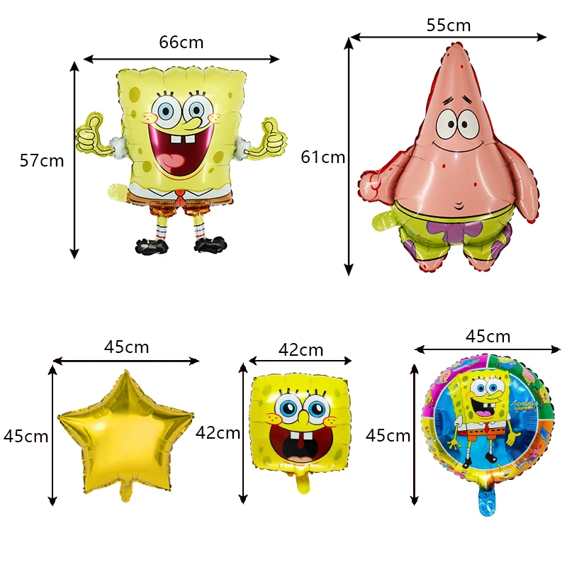 SpongeBob Birthday Party Decoration SquarePants Foil Balloon Kids Event Supplies Disposable Tableware Banner Backdrop Cup Plate