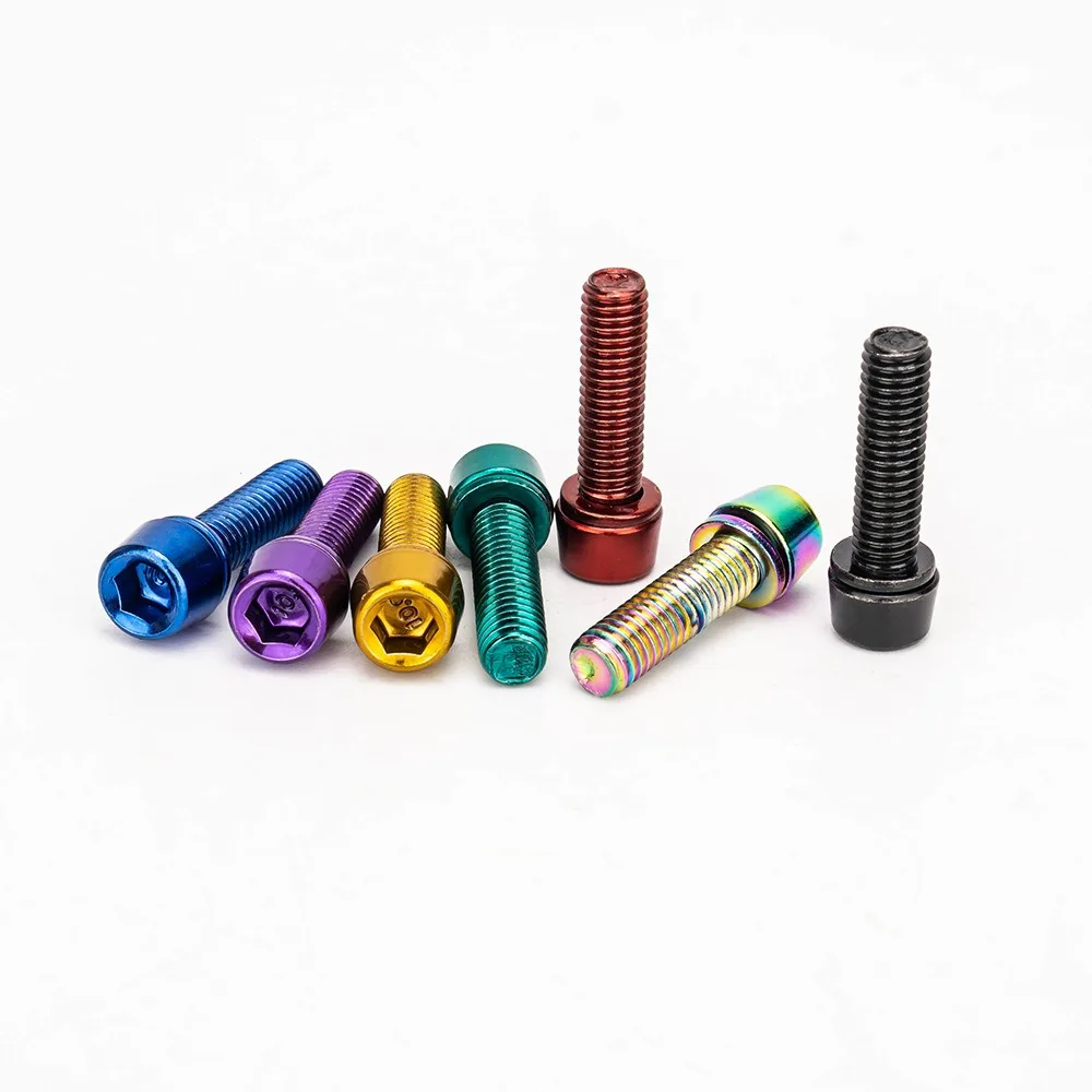 6PCS M5*18mm Bike Stem Bolts Titanium-plated Corrosion Resistance Bicycle Riser Screws Hard Not Easy To Rust