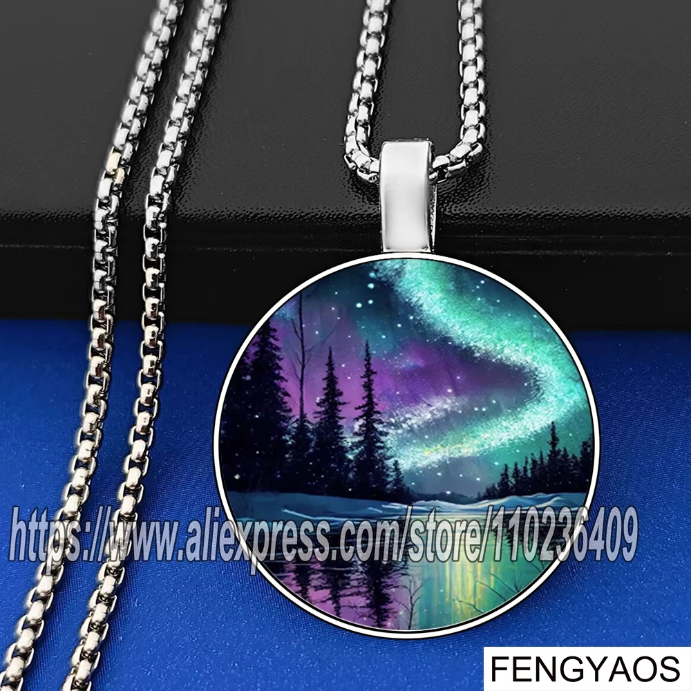 The Beautiful Aurora Necklaces for Women Spectacular Natural Scenery Neck Jewelry Gift